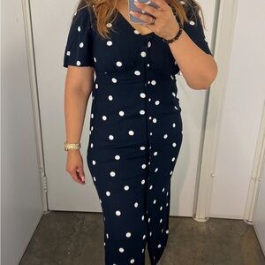 Old Navy Navy Blue Polka Dot Midi Dress